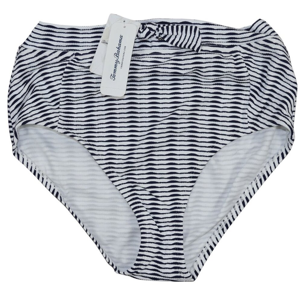 Tommy Bahama Island Cays Stripe High-Waist Bikini Bottom Women's Swimwear S NWT